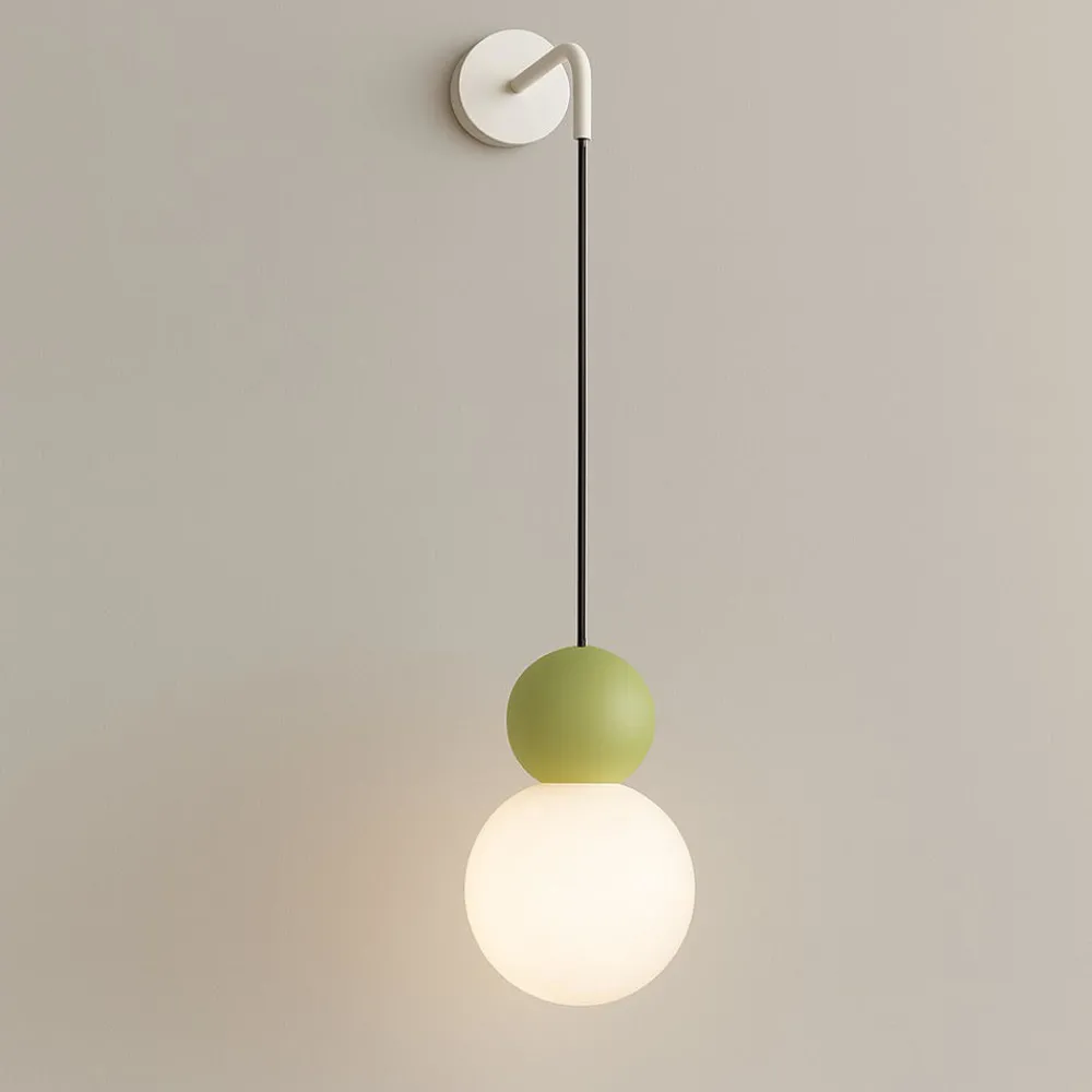 Applique Da Parete-Top Light cottage applique moderna pendente da soggiorno sfera vetro bianco e verde