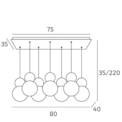 Lampadari Moderni-Top Light cottage blu lampadario moderno 7 luci per soggiorno sfere vetro bianco