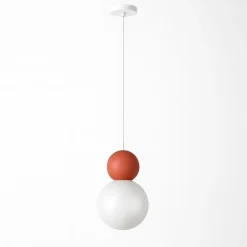 Lampade A Sospensione-Top Light cottage lampada a sospensione terra rossa sfera vetro bianco per cucina