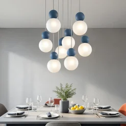 Lampadari Moderni-Top Light cottage lampadario moderno 8 sfere blu per soggiorno