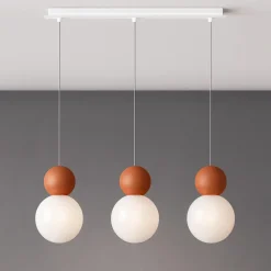 Lampadari Moderni-Top Light cottage lampadario moderno 3 luci per tavolo da pranzo sfere terra rossa
