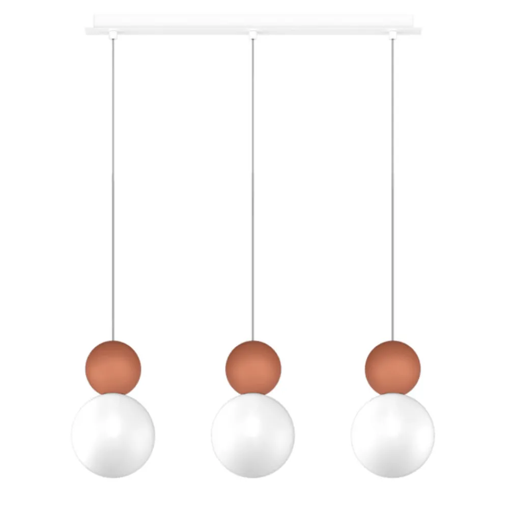 Lampadari Moderni-Top Light cottage lampadario moderno 3 luci per tavolo da pranzo sfere terra rossa