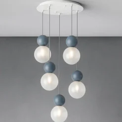 Lampadari Moderni-Top Light cottage lampadario moderno 5 luci sfere blu per soggiorno