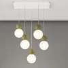 Lampadari Moderni-Top Light cottage verde lampadario per tavolo cucina 5 luci sfere vetro bianco