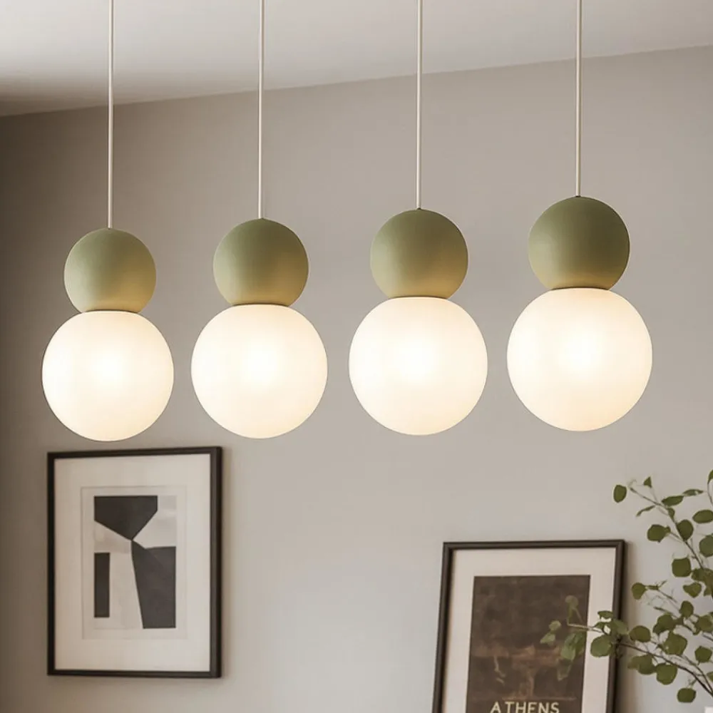Lampadari Moderni-Top Light cottage verde lampadario da cucina moderna 4 luci sfere vetro bianco