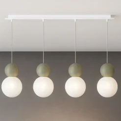 Lampadari Moderni-Top Light cottage verde lampadario da cucina moderna 4 luci sfere vetro bianco