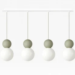 Lampadari Moderni-Top Light cottage verde lampadario da cucina moderna 4 luci sfere vetro bianco