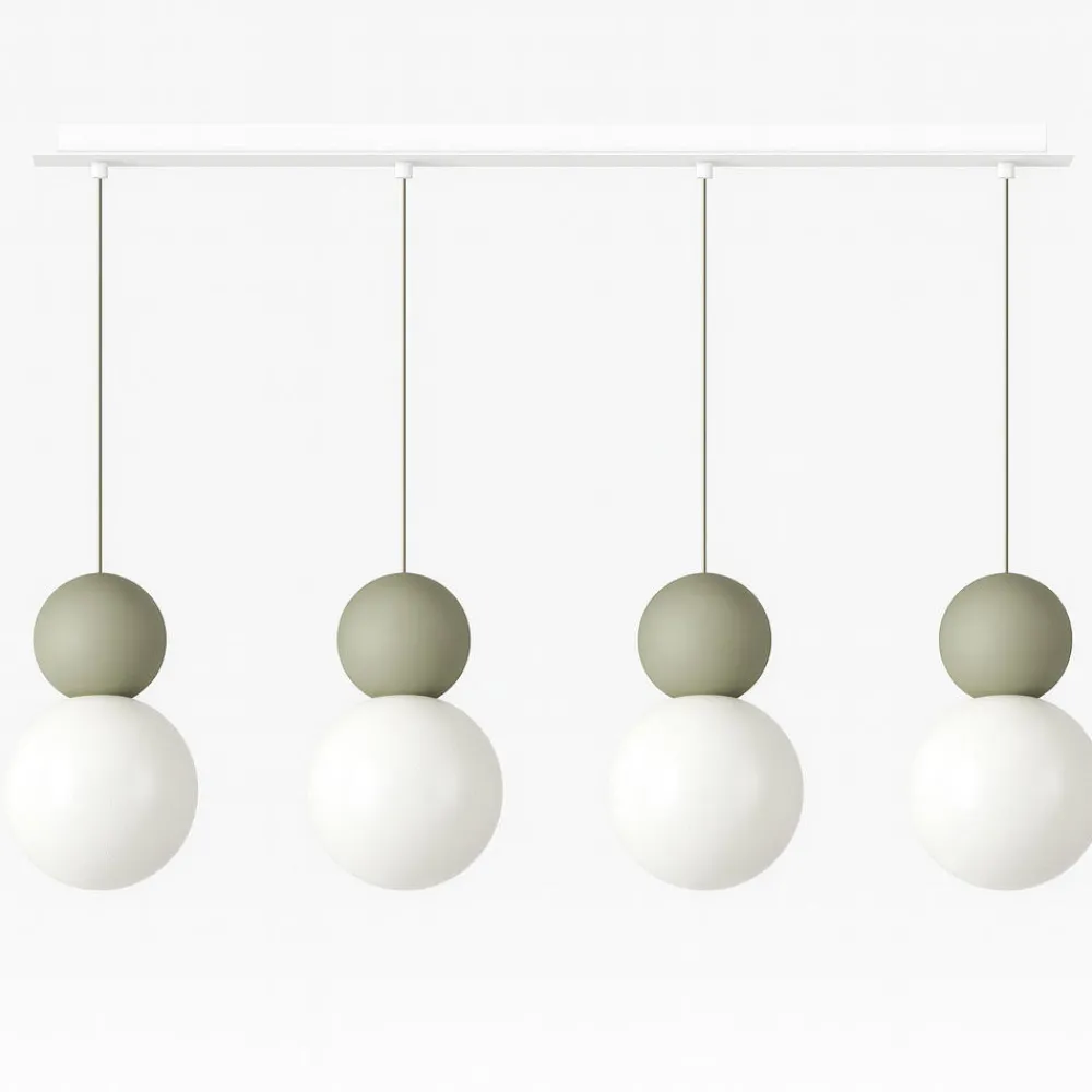 Lampadari Moderni-Top Light cottage verde lampadario da cucina moderna 4 luci sfere vetro bianco
