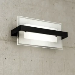 Applique Da Parete-Top Light Toplight cross applique nero vetro bianco