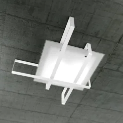 Plafoniere Moderne-Top Light Toplight cross plafoniera per cucina moderna bianco large rettangolare