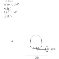Applique Da Parete-Top Light Toplight double skin lampada da parete vetro ambra