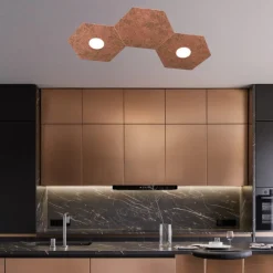 Plafoniere Moderne-Top Light hexagon plafoniera led 2 luci con placca foglia rame da ingresso