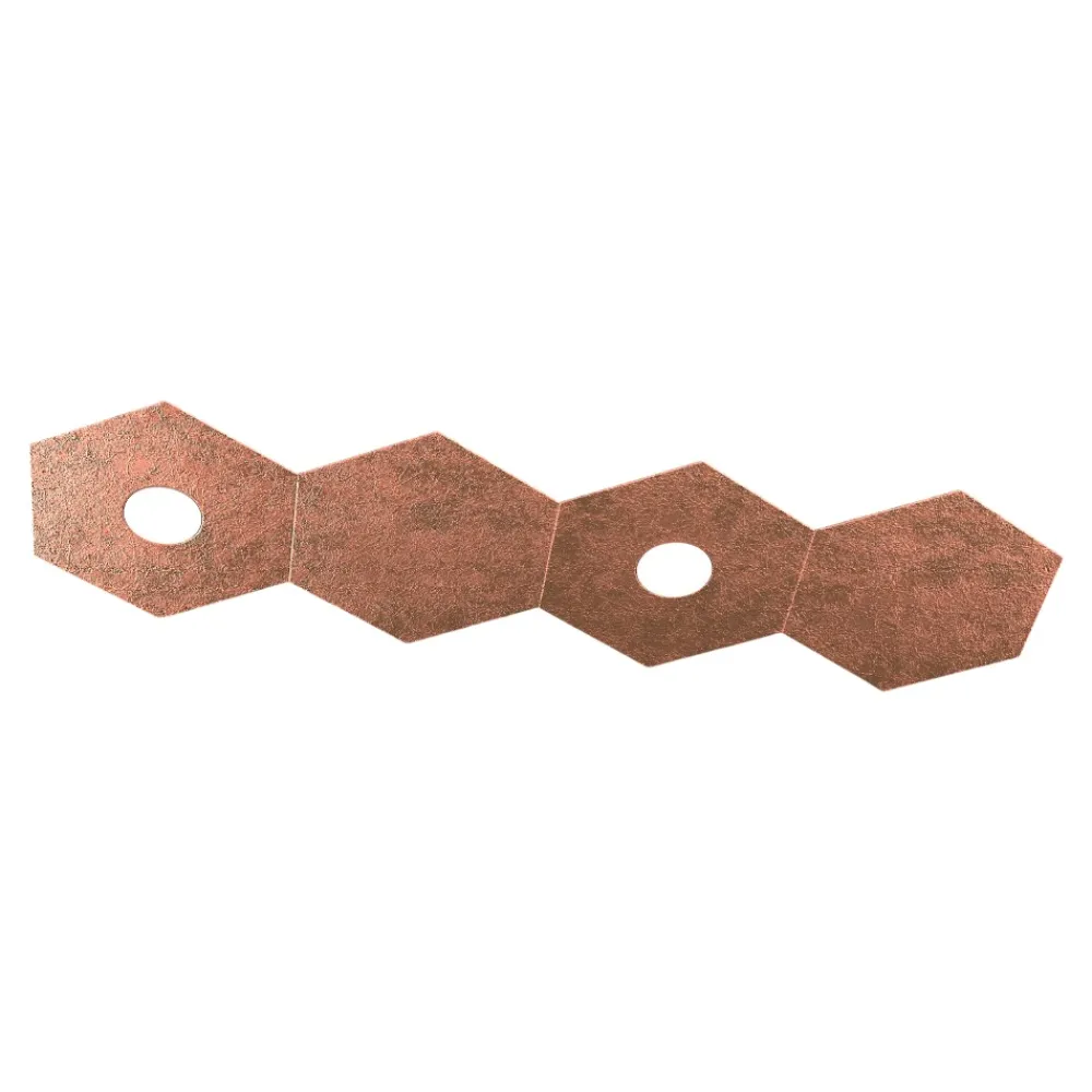 Plafoniere Moderne-Top Light Toplight hexagon plafoniera led componibile foglia rame 2 luci + 2 piastre