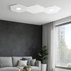 Plafoniere Moderne-Top Light Toplight hexagon plafoniera led 2 luci con placca metallo bianco moderno