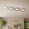 Plafoniere Moderne-Top Light Toplight hexagon plafoniera led esagoni foglia argento design moderna