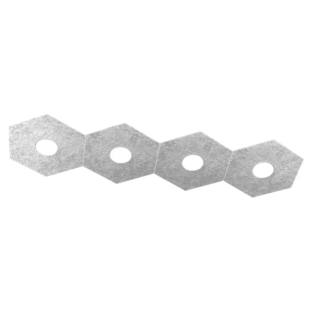 Plafoniere Moderne-Top Light Toplight hexagon plafoniera led esagoni foglia argento design moderna