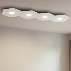 Plafoniere Moderne-Top Light Toplight hexagon plafoniera bianca 6 lampade intercambiabili rettangolare da cucina