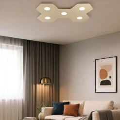 Plafoniere Moderne-Top Light Toplight hexagon plafoniera moderna componibile da cucina sabbia 5 luci