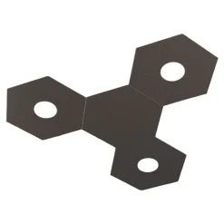 Plafoniere Moderne-Top Light Toplight hexagon plafoniera led 3 luci + 1 piastra metallo marrone