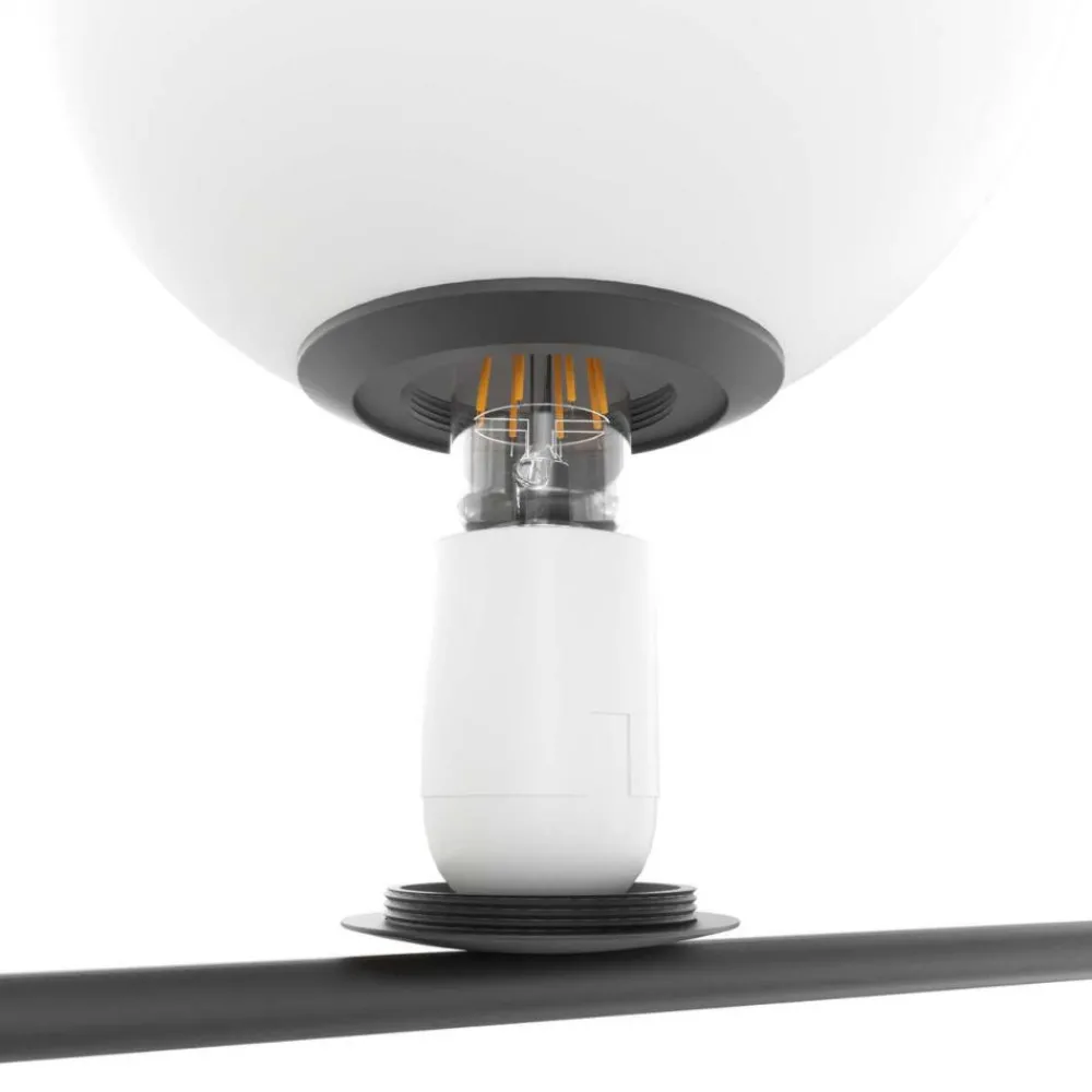 Lampadari Moderni-Top Light holly lampadario nero per soggiorno 6 sfere vetro bianco