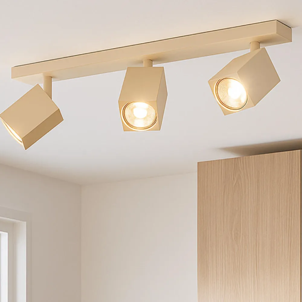 Plafoniere Moderne-Top Light kibo plafoniera da soffitto con 3 faretti led gu10 sabbia
