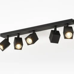 Plafoniere Moderne-Top Light kibo plafoniera moderna nera binario 5 faretti orientabili per cucina