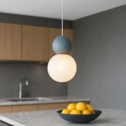 Lampade A Sospensione-Top Light lampada a sospensione cottage blu sfer vetro bianco