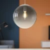 Lampade A Sospensione-Top Light Toplight lampada a sospensione boccia sfera di vetro fume trasparente 25cm