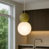 Lampade A Sospensione-Top Light lampada a sospensione cottage verde per cucina moderna sfera vetro bianco