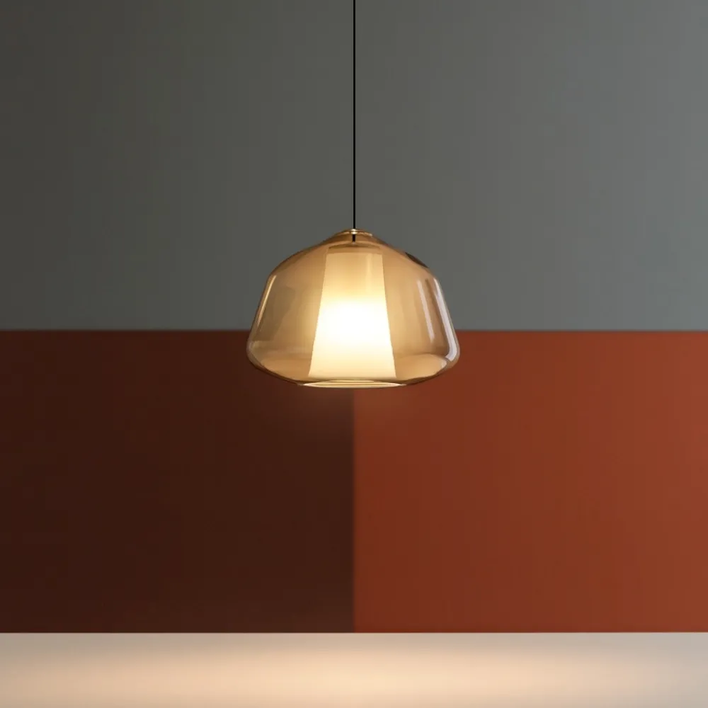 Lampade A Sospensione-Top Light lampada a sospensione pendente ambra vetro