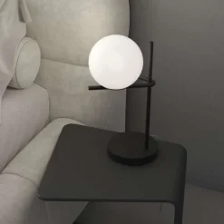 Lampade Da Tavolo-Top Light lampada da tavolo holly nera sfera vetro bianco