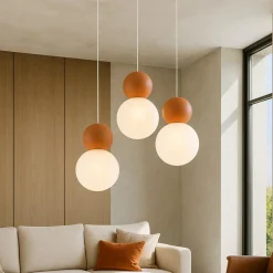 Lampadari Moderni-Top Light lampadario cottage 3 luci decentrate sfere terra rossa