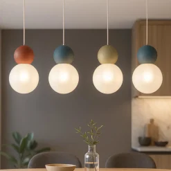 Lampadari Cucina-Top Light lampadario da cucina cottage 4 luci multicolor sfere vetro bianco