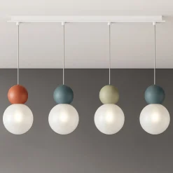 Lampadari Cucina-Top Light lampadario da cucina cottage 4 luci multicolor sfere vetro bianco