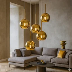 Lampadari Moderni-Top Light lampadario moderno per soggiorno vetri oro