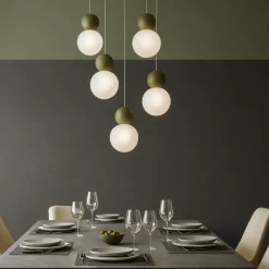 Lampadari Moderni-Top Light lampadario moderno cottage 5 luci sfere verdi