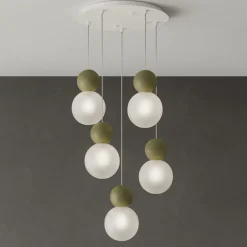 Lampadari Moderni-Top Light lampadario moderno cottage 5 luci sfere verdi