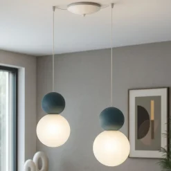 Lampadari Moderni-Top Light lampadario moderno cottage due luci decentrate sfere blu
