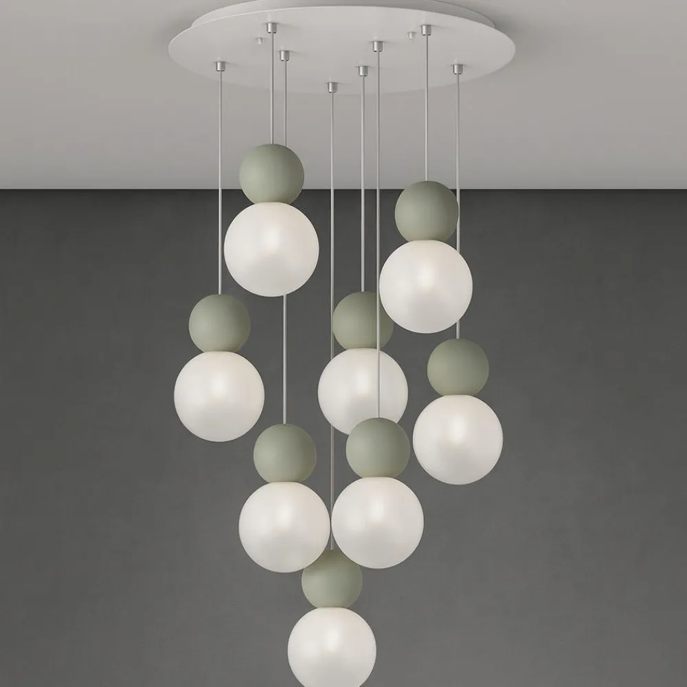 Lampadari Moderni-Top Light lampadario moderno cottage 8 sfere verdi per soggiorno