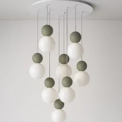 Lampadari Moderni-Top Light lampadario moderno cottage 8 sfere verdi per soggiorno