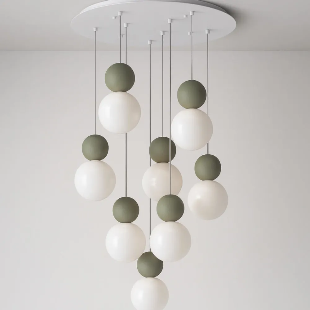 Lampadari Moderni-Top Light lampadario moderno cottage 8 sfere verdi per soggiorno