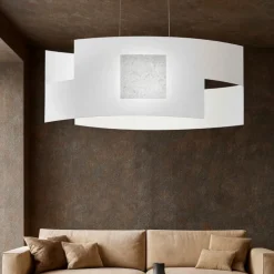 Lampadari Moderni-Top Light lampadario moderno vetri bianchi placca decoro argento