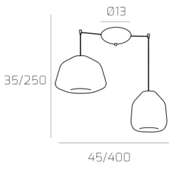 Lampadari Moderni-Top Light lampadario moderno bianco per soggiorno due vetri trasparenti