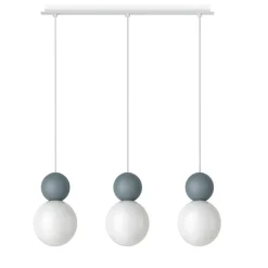 Lampadari Moderni-Top Light lampadario moderno a tre luci cottage blu sfere vetro bianco per soggiorno