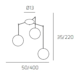 Lampadari Moderni-Top Light Toplight lampadario per soggiorno sfere vetro rame