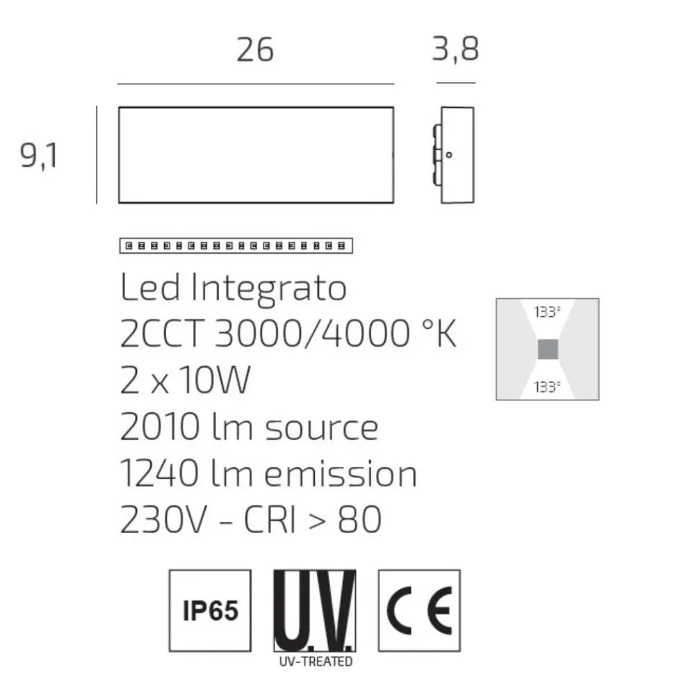 Applique Da Esterno-Top Light madrid applique da esterno antracite led 20w cct ip65
