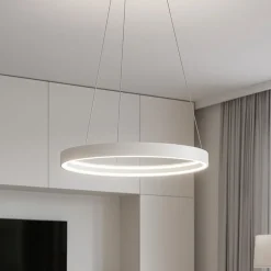 Lampadari Moderni-Top Light malika lampadario anello bianco moderno led 42w cct per soggiorno