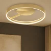 Plafoniere Moderne-Top Light malika plafoniera rotonda oro champagne per soggiorno led 42w cct