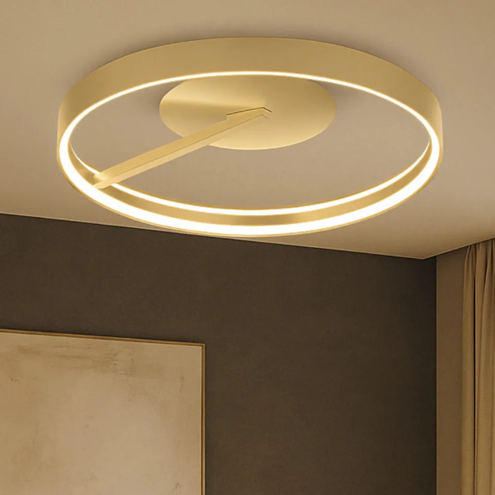 Plafoniere Moderne-Top Light malika plafoniera rotonda oro champagne per soggiorno led 42w cct