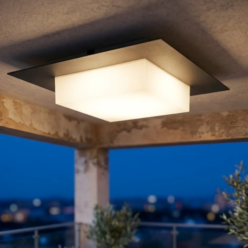 Plafoniere Da Esterno-Top Light miami nera plafoniera per esterni quadrata moderna